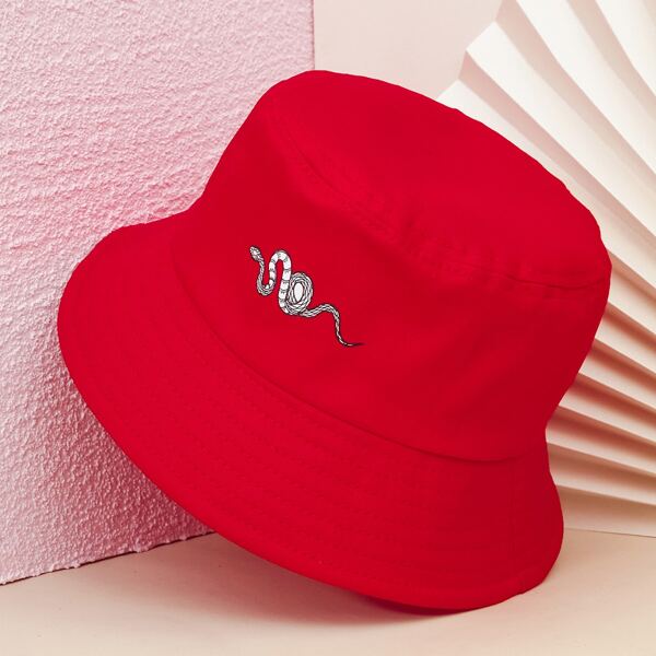 

Snake Print Bucket Hat, Red