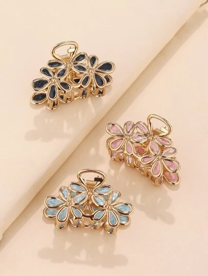 3pcs Flower Design Hair Claw For Everyday Styling Suitable For Campus Dating Vacation Daily Travel Elegant Claw Clips Hair Clips Hair Jaw Clip Hair Clamps Hair Clutch Hair Catcher Clip, School Stuff, College, Pearl Hair Accessories Fall Winter Summer