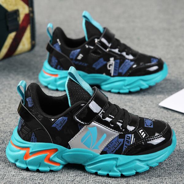 

Boys Colorblock Velcro Strap Sneakers, Black