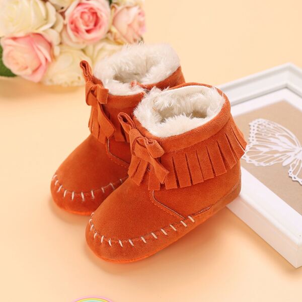 

Baby Fringe & Bow Decor Snow Boots, Orange
