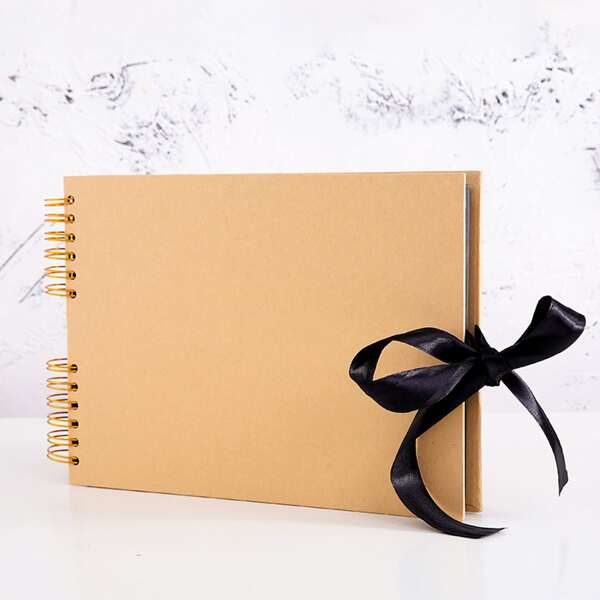 

1pc Bow Decor Photo Album, Coffee brown