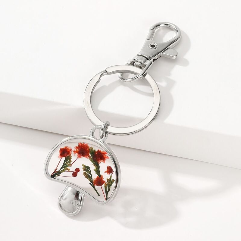 

Floral Decor Keychain, Silver