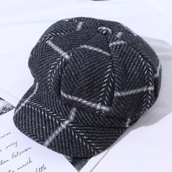 

Geo Pattern Baker Boy Cap, Grey