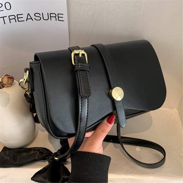 

Minimalist Flap Crossbody Bag, Black