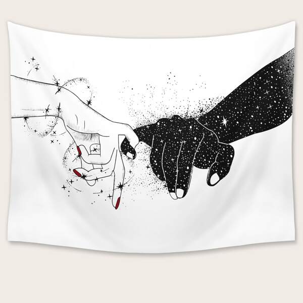 

Hand Print Tapestry, Black and white