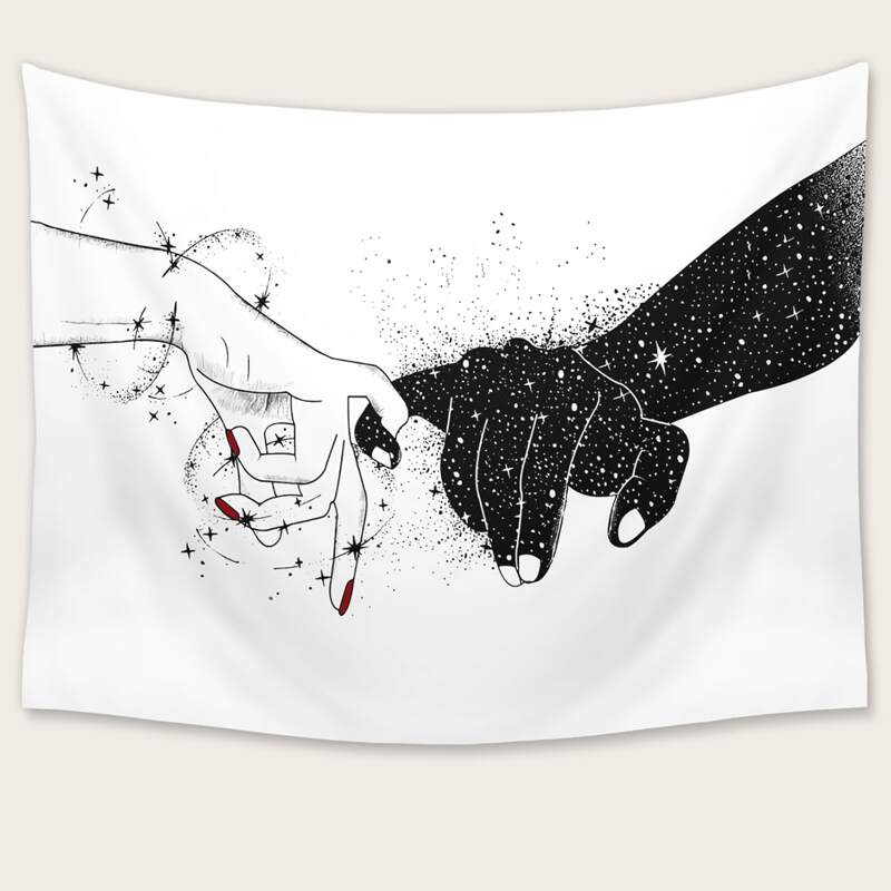 

Hand Print Tapestry, Black and white