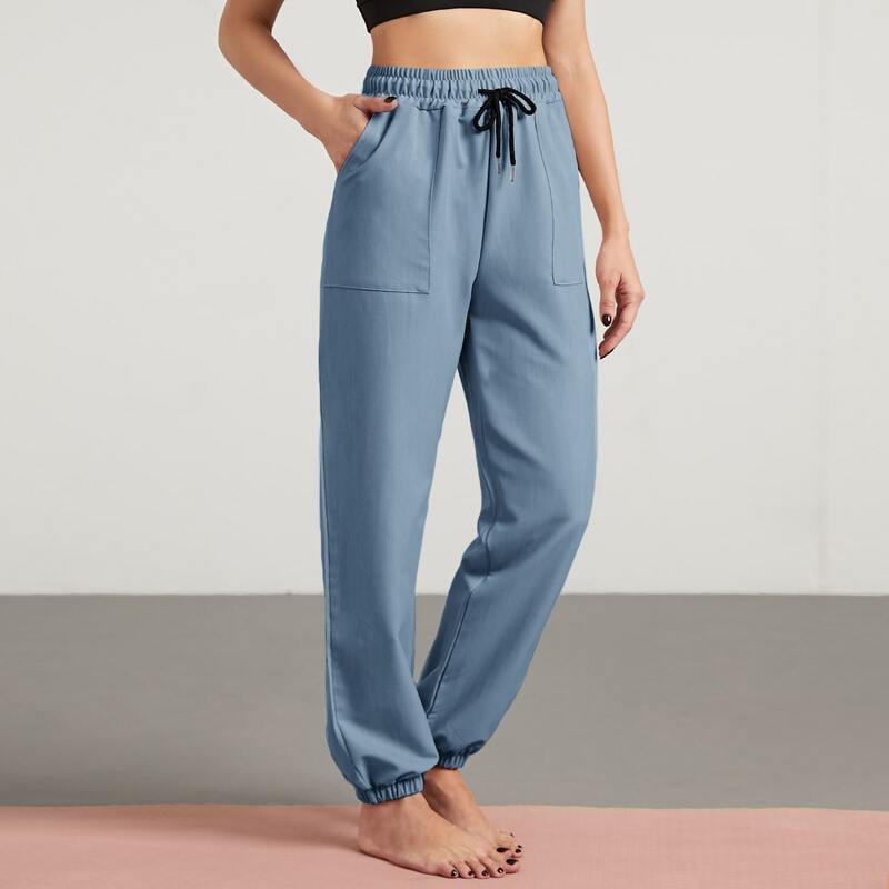 

Breathable Drawstring Waist Sports Pants, Dusty blue