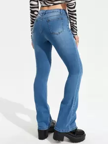 Jeans de pierna recta - Azul lavado medio - Ver 2