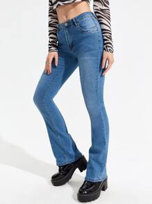 Jeans de pierna recta - Azul lavado medio - Ver 4
