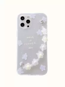 Summer 1pc Purple & Yellow Floral Chain Phone Case, Compatible With Iphone 15/15 Pro/15 Plus/15 Pro Max/14/14 Plus/14 Pro/14 Pro Max/11 Pro Max/12/12 Pro/12 Pro Max/13/13 Pro/13 Pro Max/11/11 Pro, Samsung S24uu/S24+/S24 Protective Case - Purple - View 2