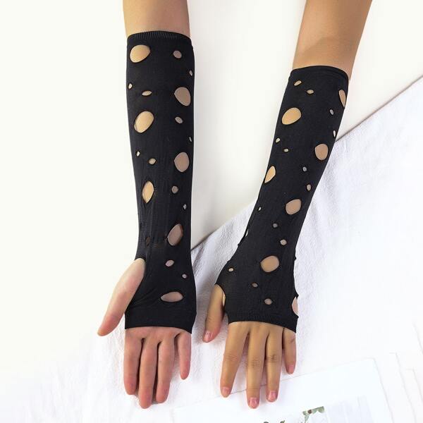 

1pair Solid Gloves, Black
