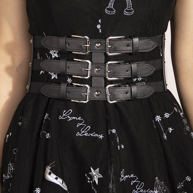 

Square Buckle Wide Corset Belt, Black