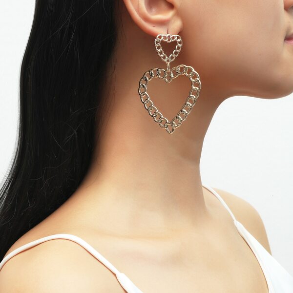 

Heart Decor Drop Earrings, Gold