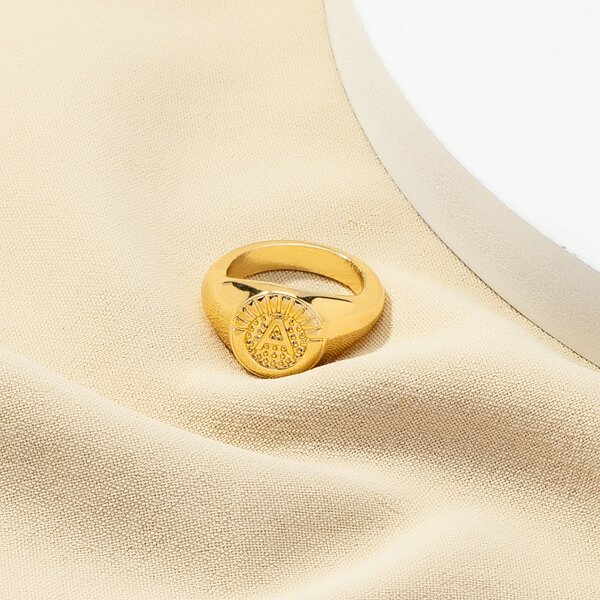 

Letter Decor Ring, Gold