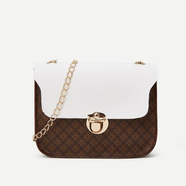 

Geo Graphic Push Lock Crossbody Bag, Multicolor