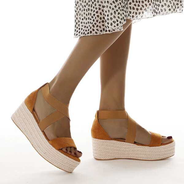 

Slip On Espadrille Wedge Sandals, Brown