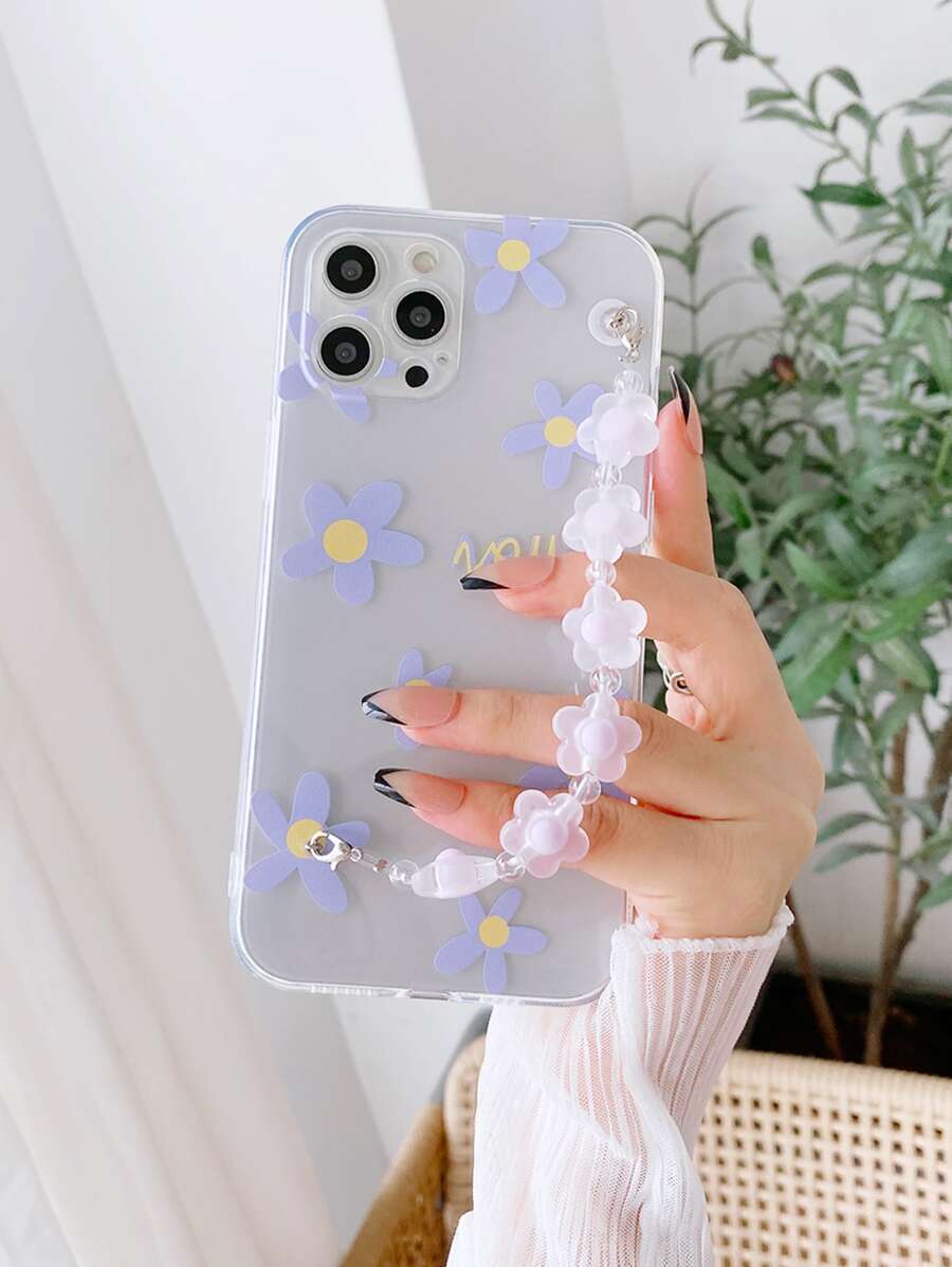 紫色花卉花朵鏈鍍金手機殼，適用於iPhone 15 Pro Max、14、13、12、11，三星S23、S22、S21fe - 紫色 - 查看 1