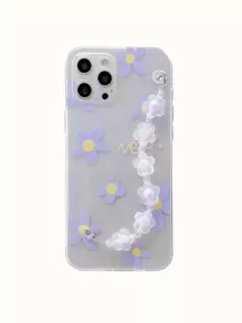 紫色花卉花朵鏈鍍金手機殼，適用於iPhone 15 Pro Max、14、13、12、11，三星S23、S22、S21fe - 紫色 - 查看 2