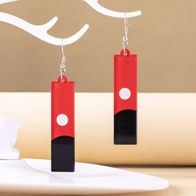 Color Block Geometric Drop Earrings