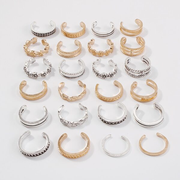 

24pcs Cuff Ring, Multicolor