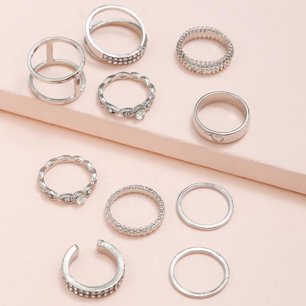 

10pcs Simple Ring, Silver