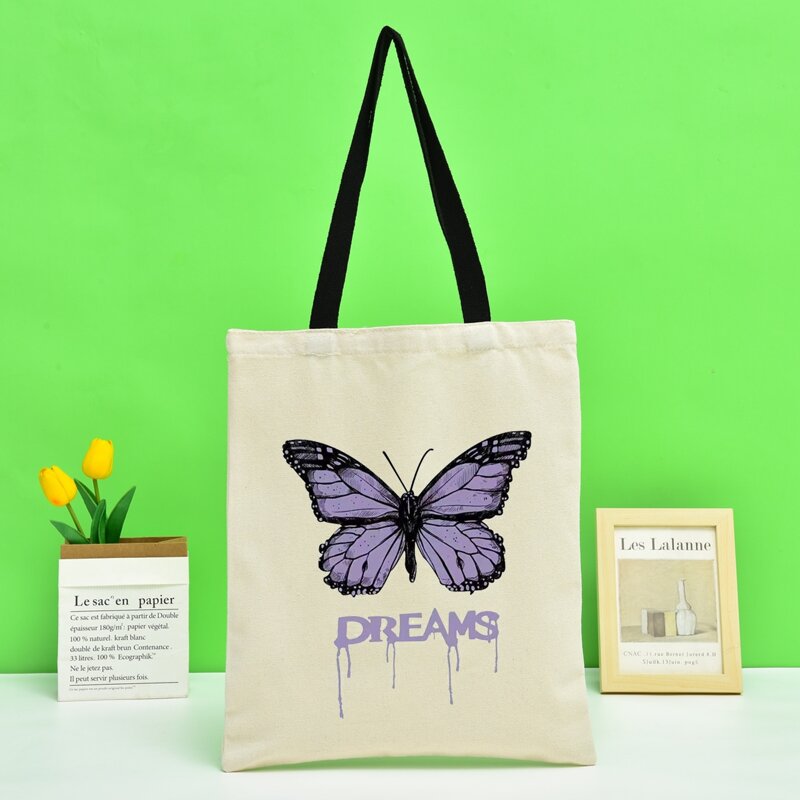 

Butterfly Graphic Shopper Bag, Beige
