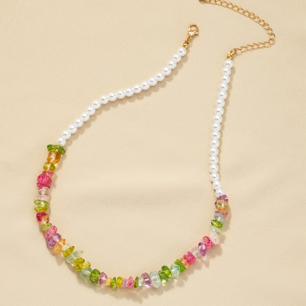 

Stone Beaded Necklace, Multicolor