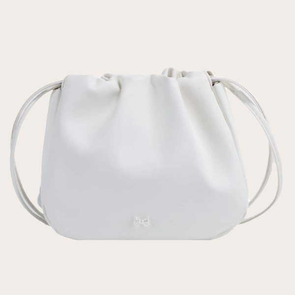 

Minimalist Drawstring Crossbody Bag, White