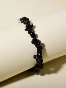 自然石頭手環 - 黑色 - 查看 1