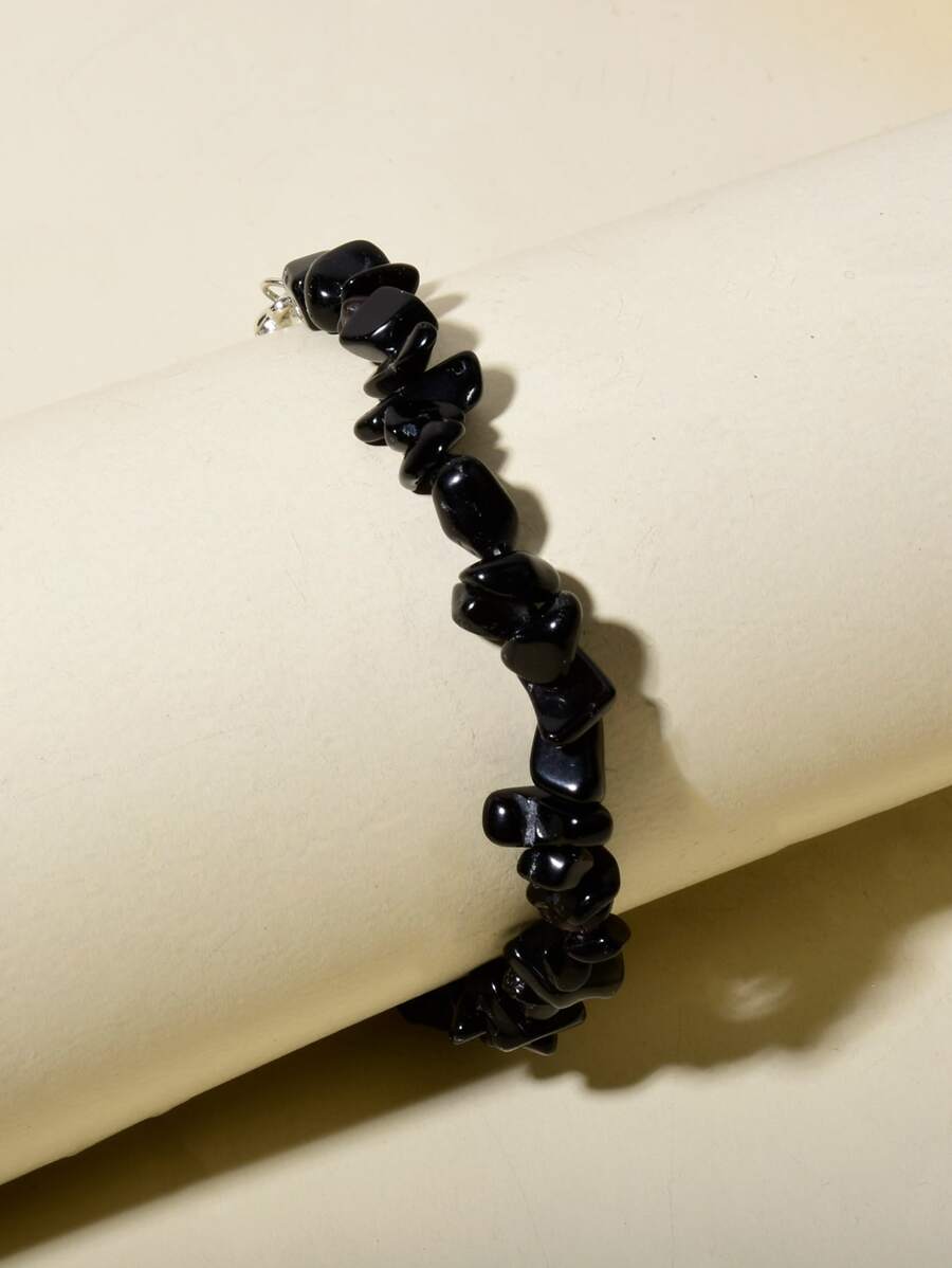 自然石頭手環 - 黑色 - 查看 1