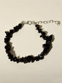 自然石頭手環 - 黑色 - 查看 2