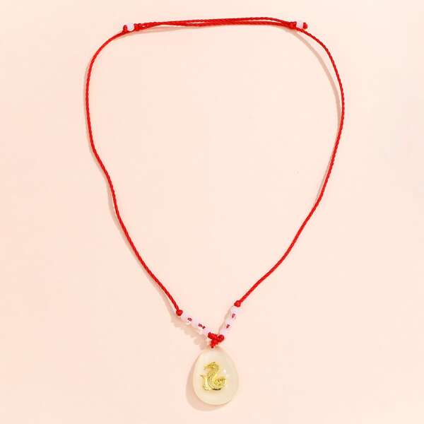 

Snake Decor Water Drop Charm Necklace, Multicolor