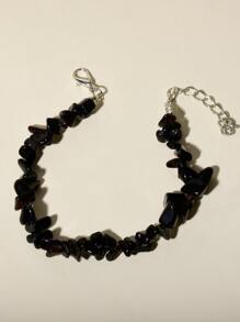 自然石頭手環 - 黑色 - 查看 3