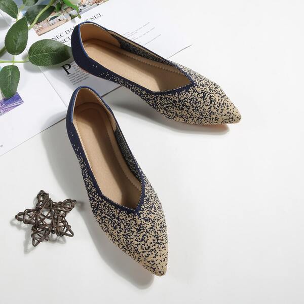 

Point Toe Knit Ballet Flats, Multicolor
