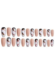 24Pcs Geometric Pattern Fake Nail & 1Sheet Tape Press On Nails Nail Supplies Nails - Multicolor - View 2