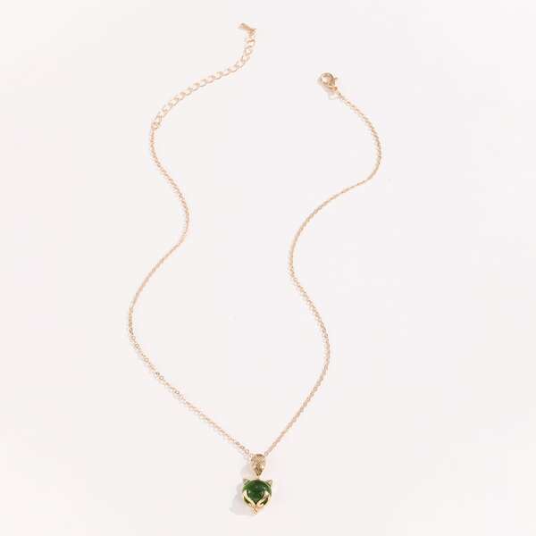 

Fox Charm Necklace, Green