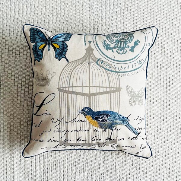 

Bird Embroidery Cushion Cover Without Filler, Multicolor