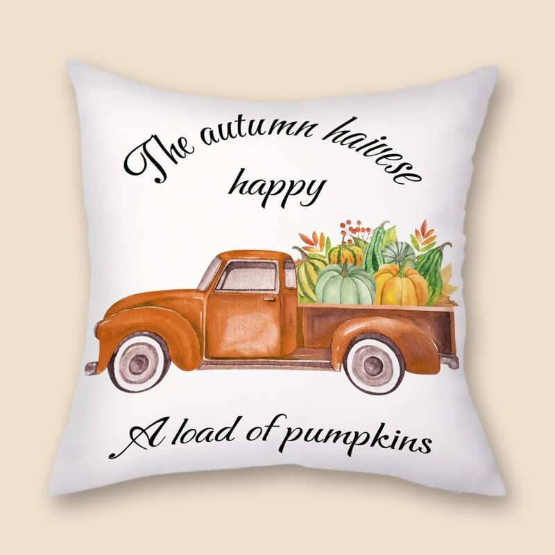 

Pumpkin Print Cushion Cover Without Filler, Multicolor