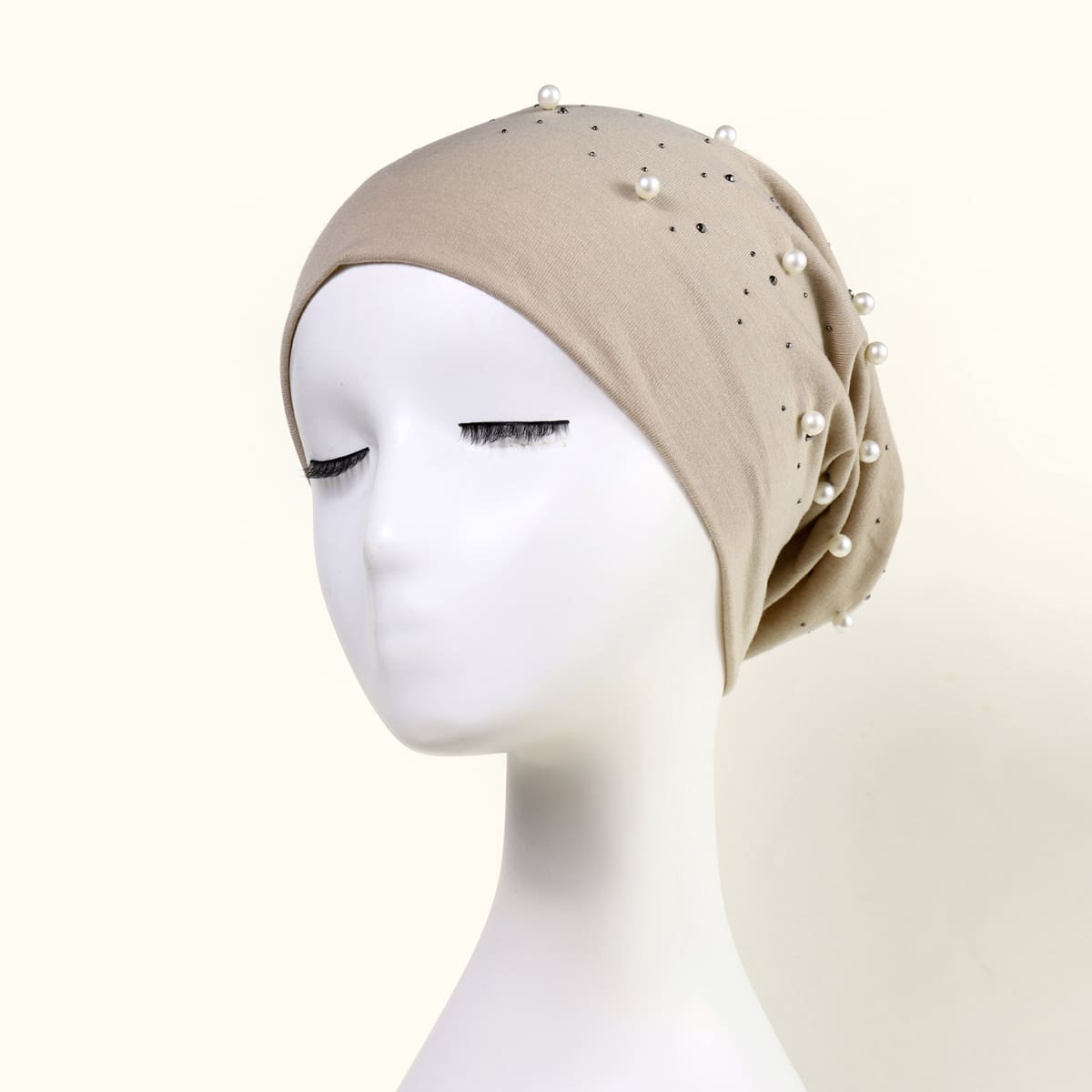 

Faux Pearl Decor Beanie, Beige
