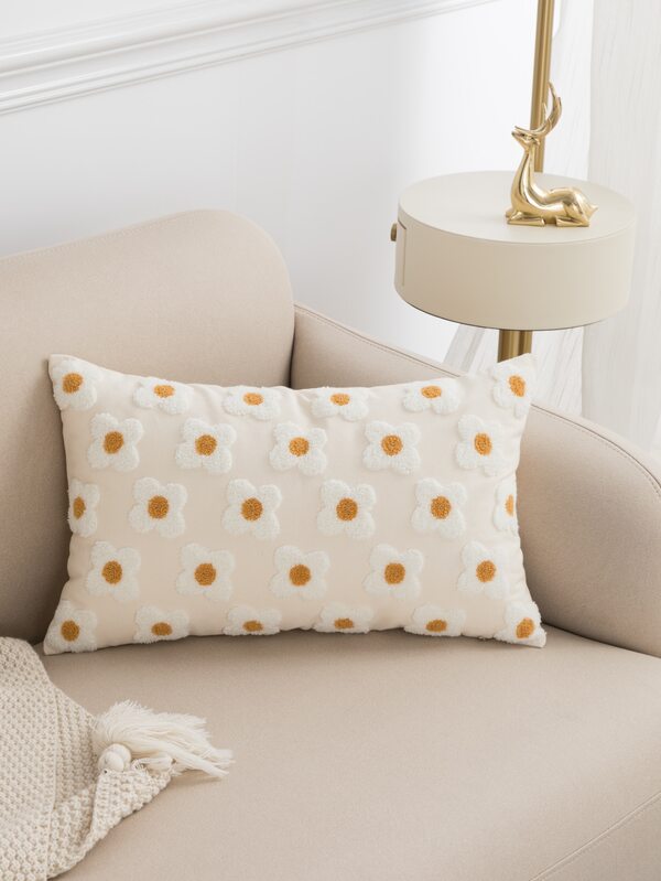 Flower Embroidery Cushion Cover Without Filler SHEIN USA