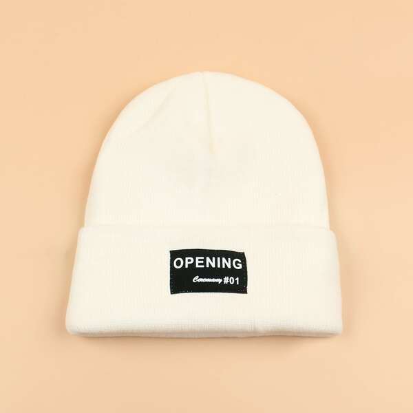

Letter Graphic Beanie, White