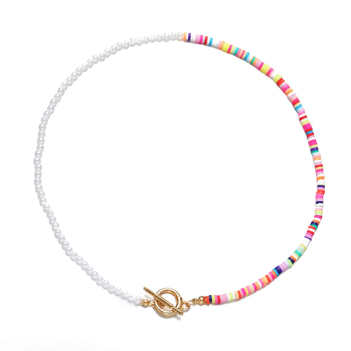 

Faux Pearl Beaded Necklace, Multicolor