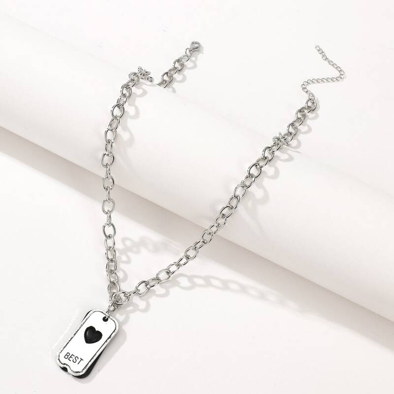 

Geo Pendant Chain Necklace, Silver