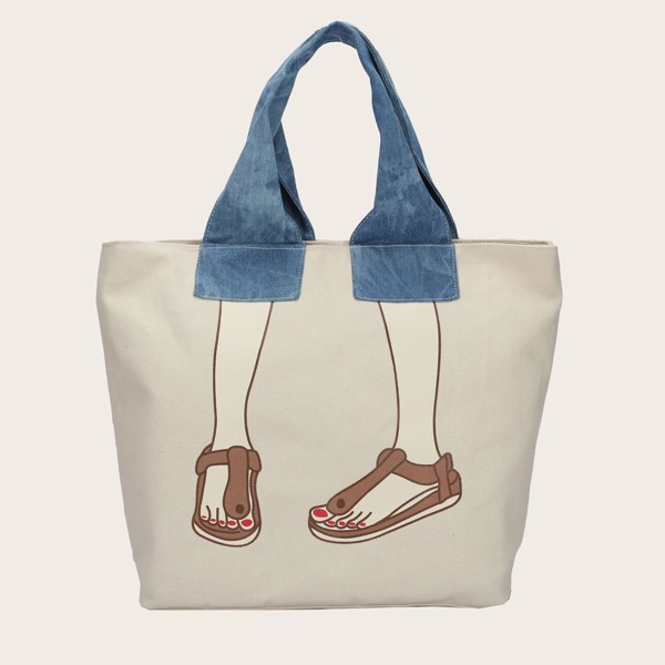 

Figure Graphic Shopper Bag, Beige