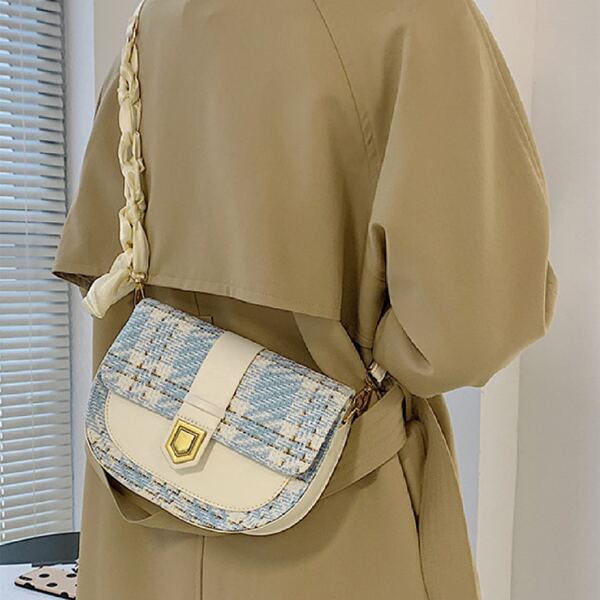 

Tartan Flap Saddle Bag, Blue