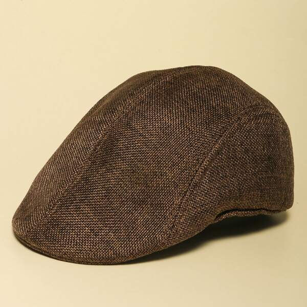

Men Solid Beret, Coffee brown