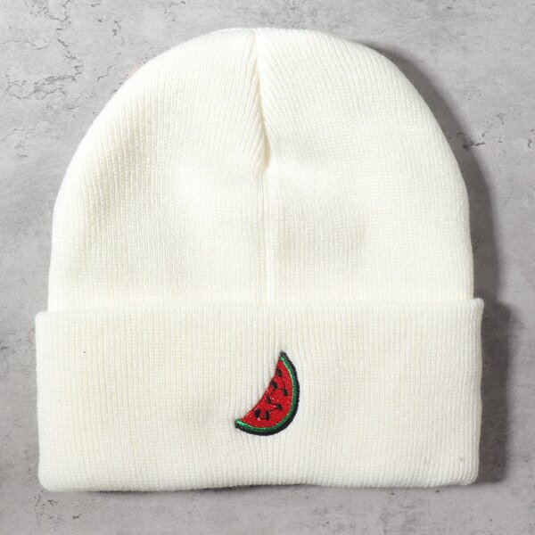 

Fruit Embroidery Beanie, White
