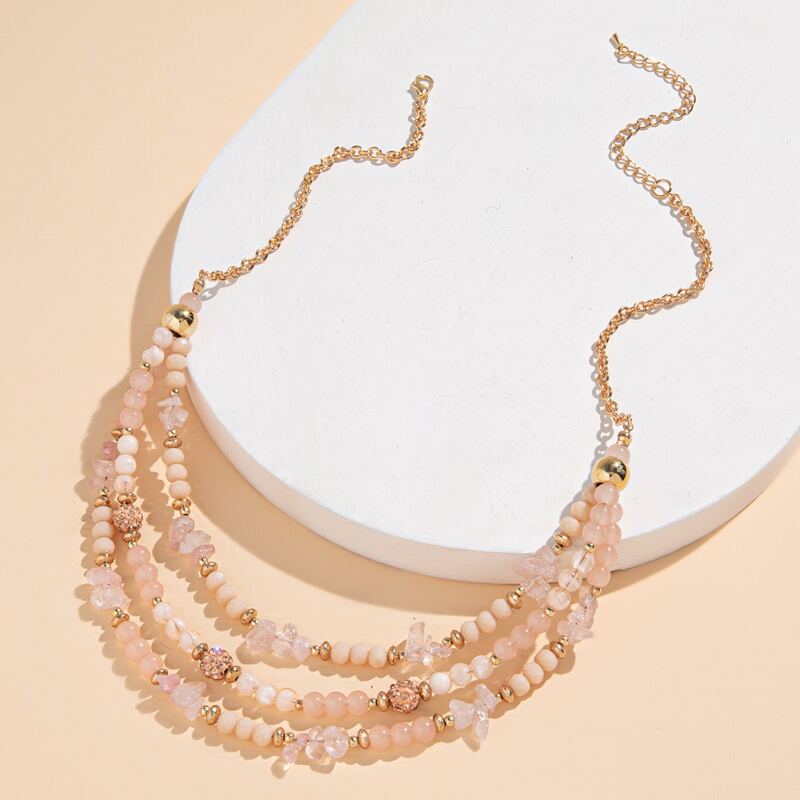 

Stone Beaded Layered Necklace, Multicolor