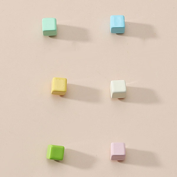 

3pairs Cube Decor Stud Earrings, Multicolor