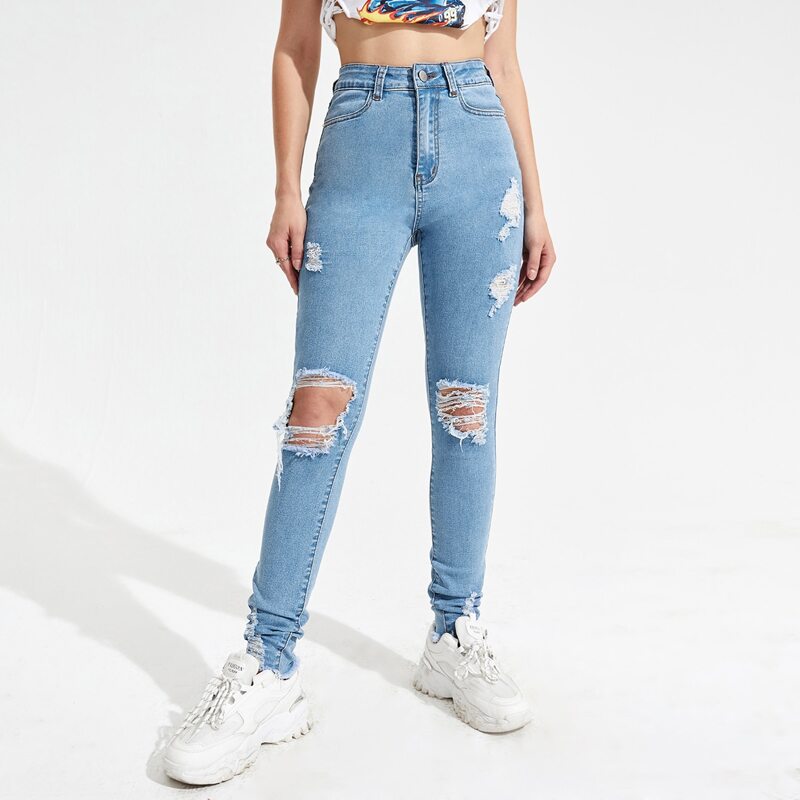 

Ripped Skinny Jeans, Light wash